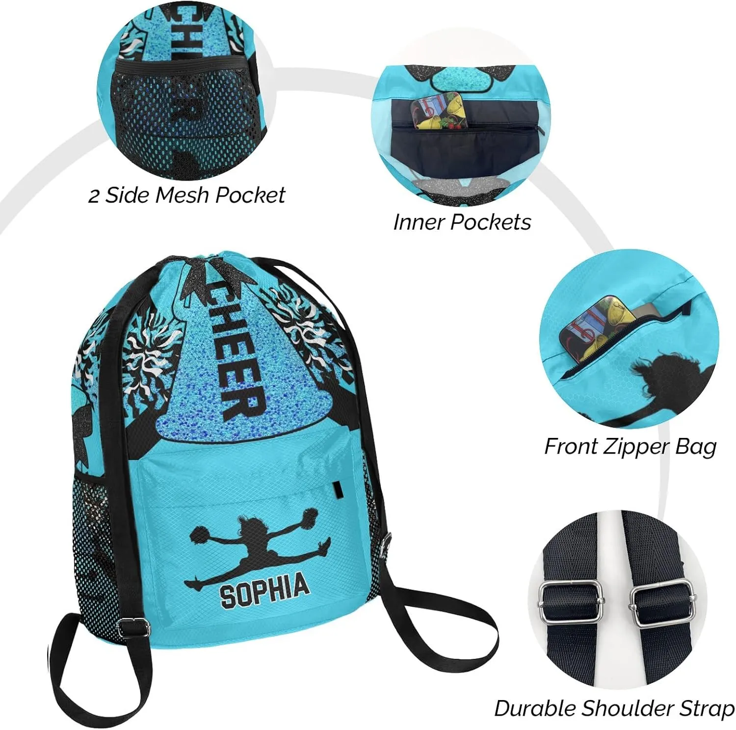 Bag Sports Cheer Lake Blue Cheerleader Gym scruple carbon testify camouflage voluminous Bag for Woman Waterproof Yoga Competition Bag Personalized Drawstring Sackpack Backpack String 