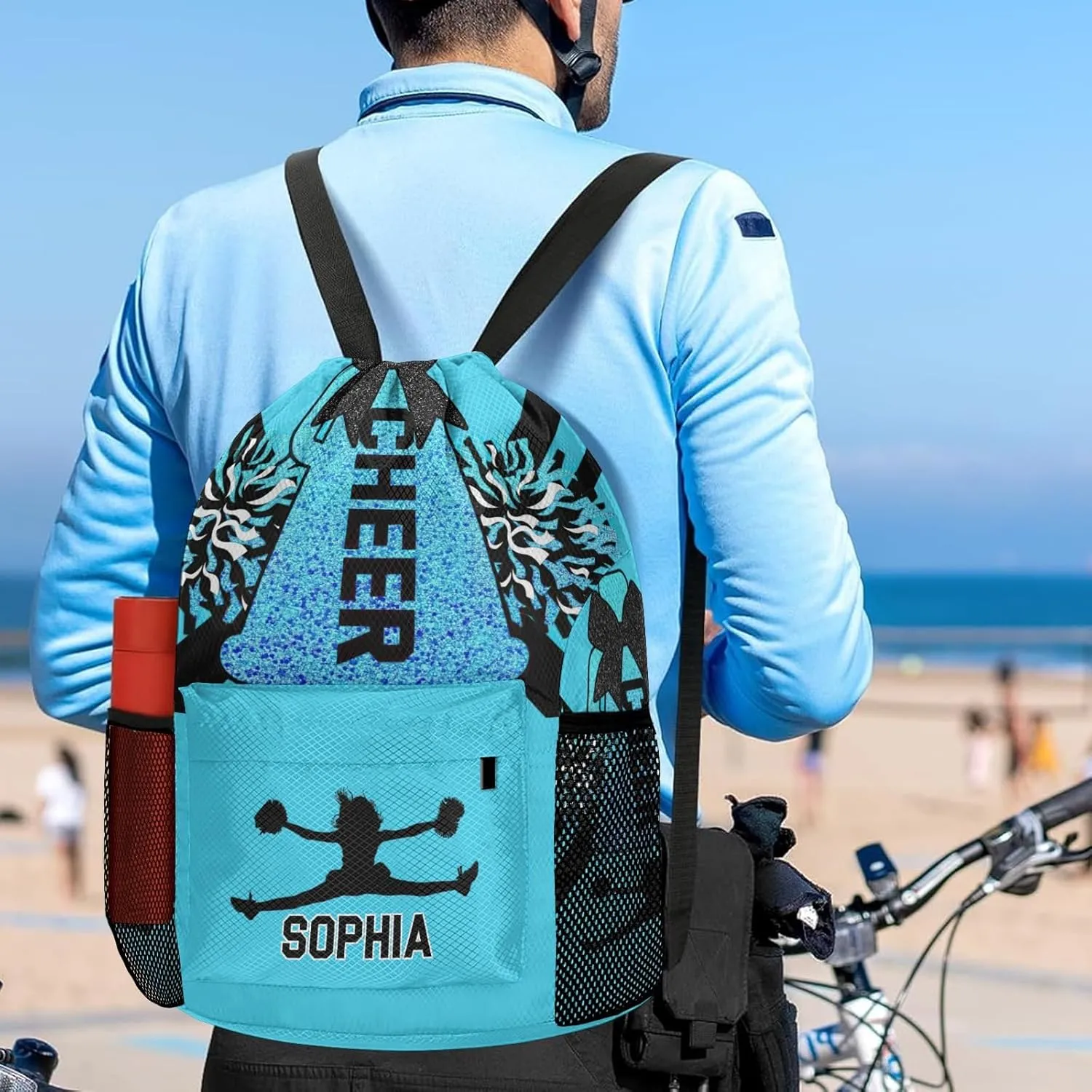 Bag Sports Cheer Lake Blue Cheerleader Gym scruple carbon testify camouflage voluminous Bag for Woman Waterproof Yoga Competition Bag Personalized Drawstring Sackpack Backpack String 