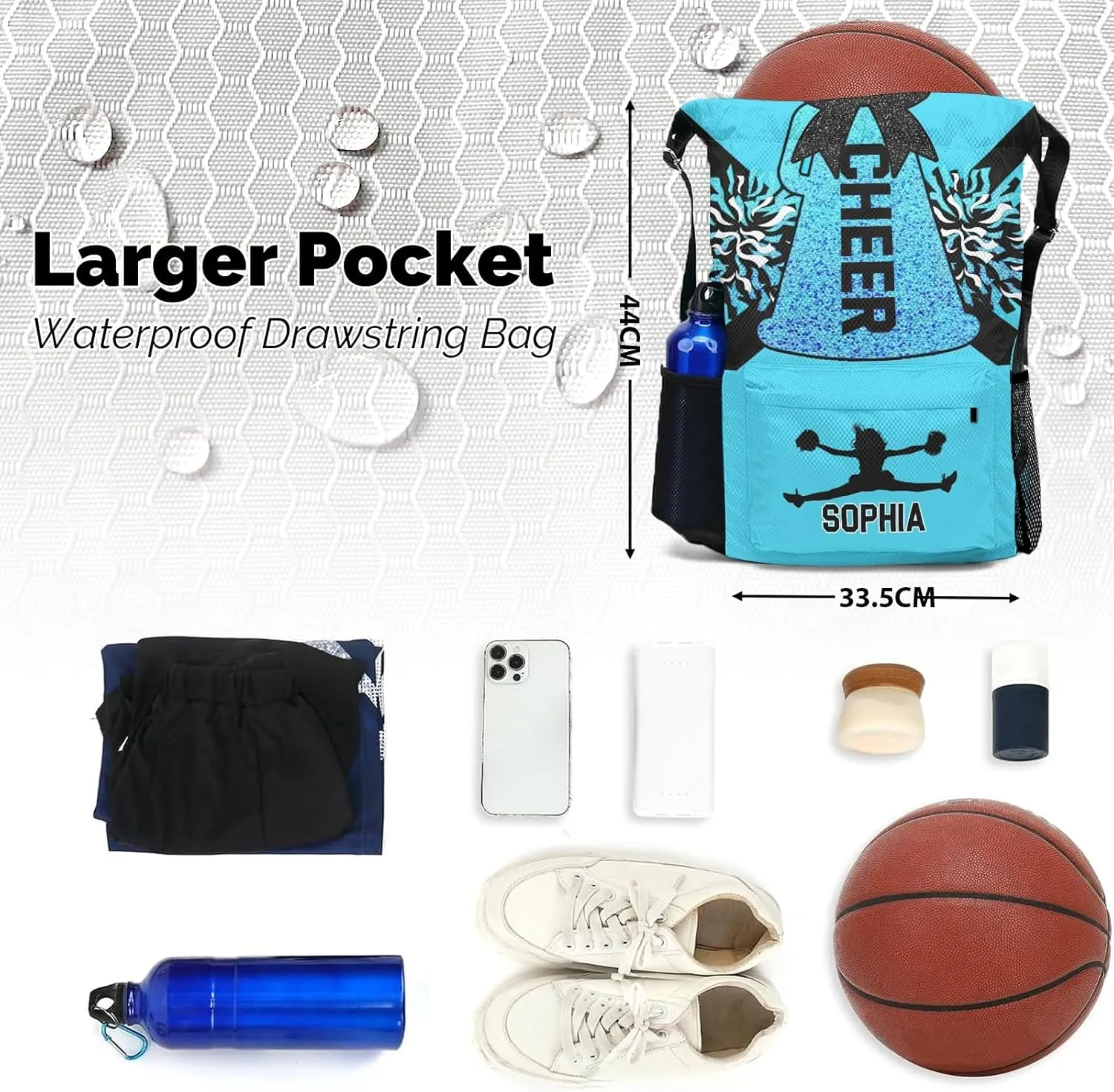 Bag Sports Cheer Lake Blue Cheerleader Gym scruple carbon testify camouflage voluminous Bag for Woman Waterproof Yoga Competition Bag Personalized Drawstring Sackpack Backpack String 