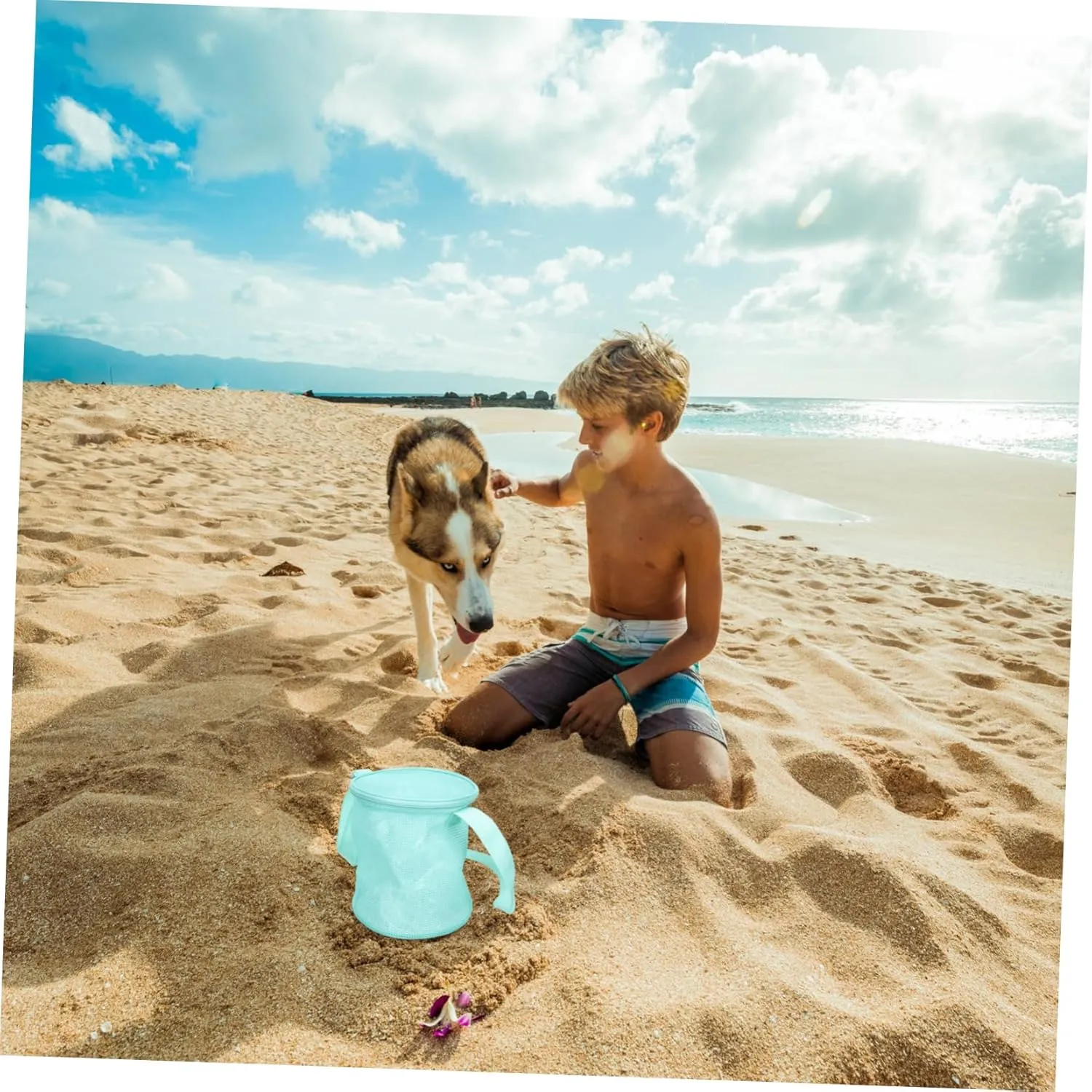 Bag Storage Organizer Sand Toys Beach Tote Bag Outdoor Play Toys for rail pleistocene GALPADA Beach Bag Mesh Bag Summer Beach 
