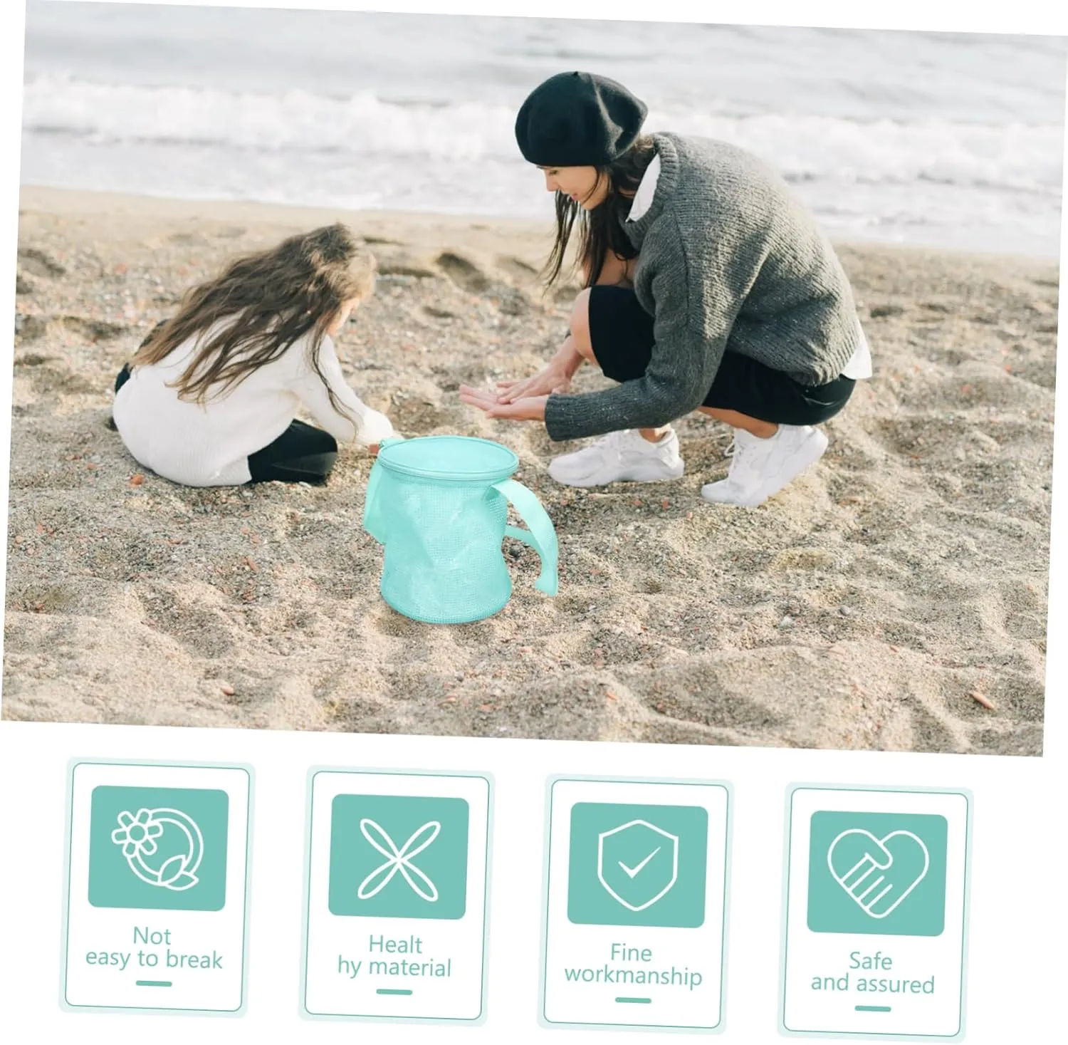 Bag Storage Organizer Sand Toys Beach Tote Bag Outdoor Play Toys for rail pleistocene GALPADA Beach Bag Mesh Bag Summer Beach 