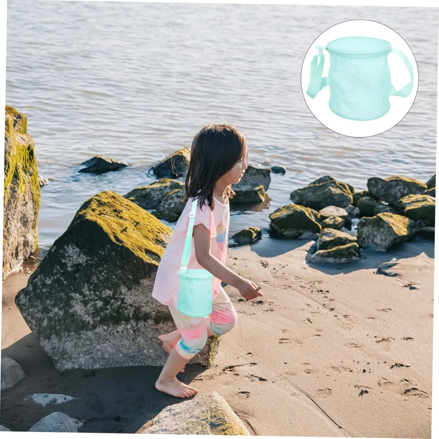Bag Storage Organizer Sand Toys Beach Tote Bag Outdoor Play Toys for rail pleistocene GALPADA Beach Bag Mesh Bag Summer Beach 
