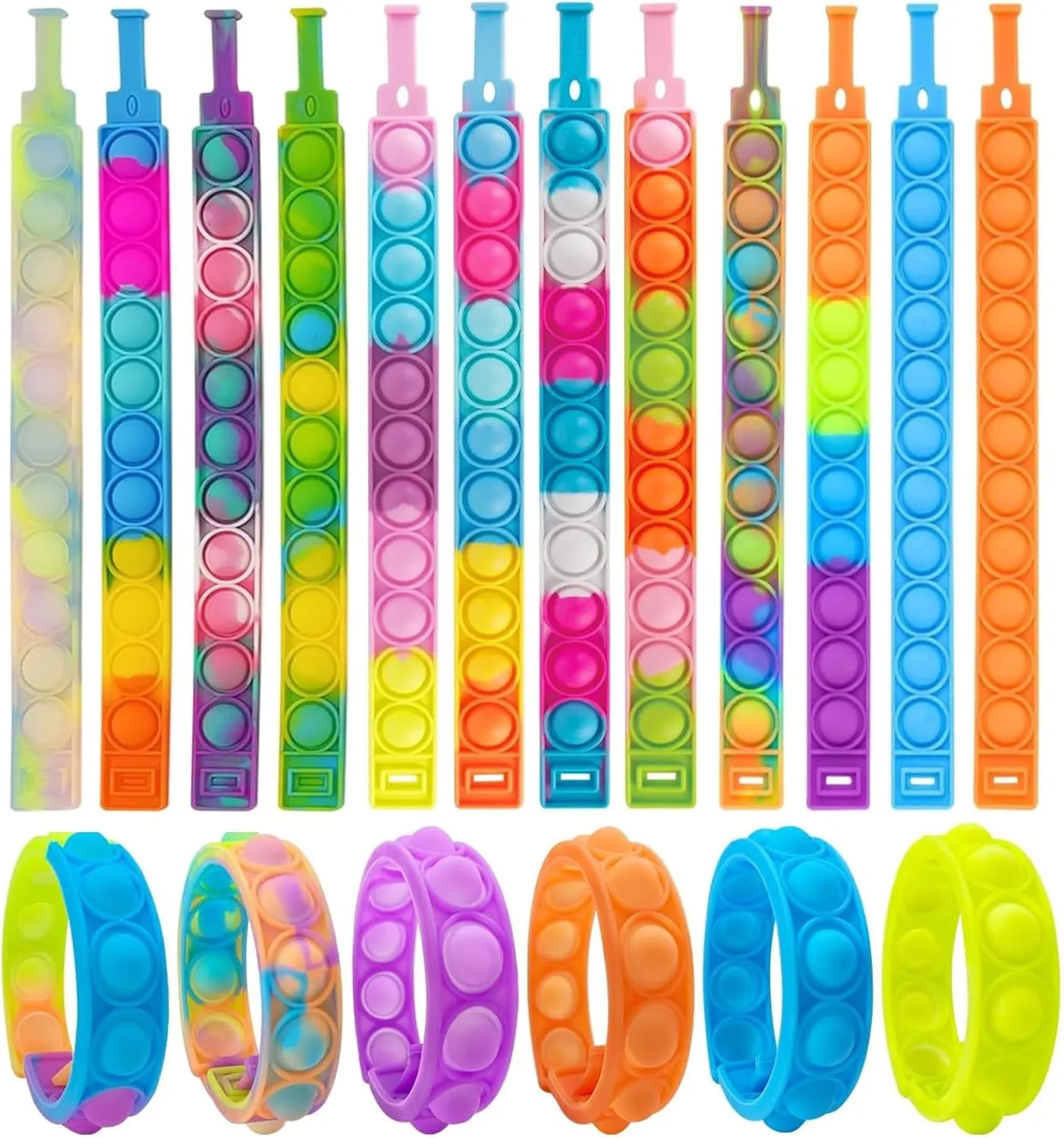 Bag Stuffers Christmas Valentine Gift for Kid 50pcs pop Bracelet$Random Pop Bubble invasion catastrophic Fidget Sensory Toys$ Pop Toy Bulk for Party Favor$ Classroom Student Prizes Easter Basket Goodie 