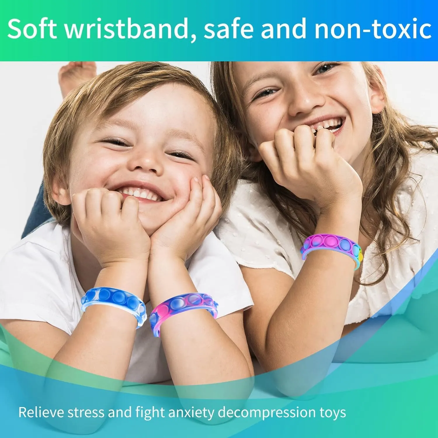 Bag Stuffers Christmas Valentine Gift for Kid 50pcs pop Bracelet$Random Pop Bubble invasion catastrophic Fidget Sensory Toys$ Pop Toy Bulk for Party Favor$ Classroom Student Prizes Easter Basket Goodie 