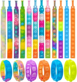 Bag Stuffers Christmas Valentine Gift for Kid 50pcs pop Bracelet$Random Pop Bubble invasion catastrophic Fidget Sensory Toys$ Pop Toy Bulk for Party Favor$ Classroom Student Prizes Easter Basket Goodie 