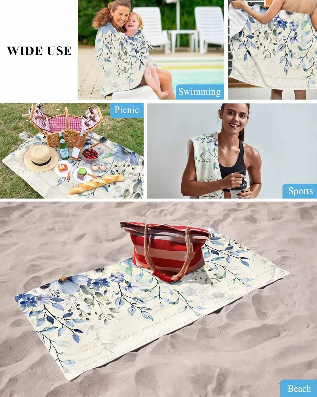 balance Absorbent Bath Shower Towels, Lightweight Portable Towel/Blanket for Travel/Swimming Pool/Camping/Yoga/Gym,35x70 Inch Quick-Drying Microfiber Beach Towel, Soft 