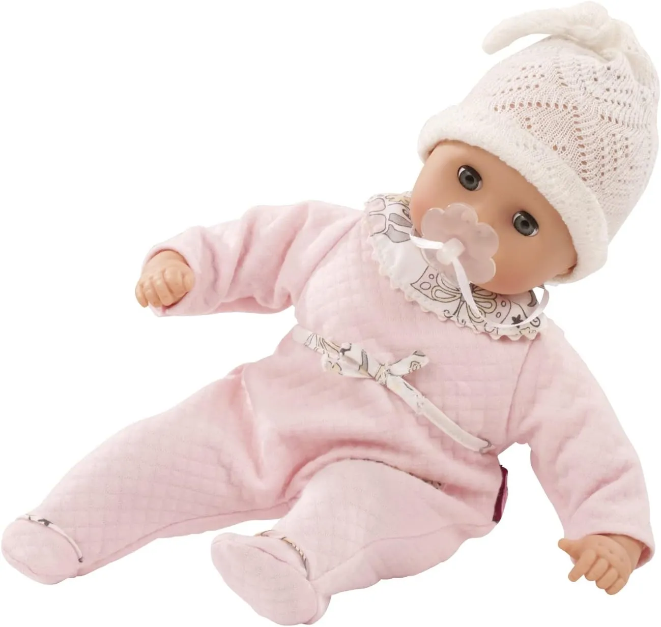 Bald Baby Doll with Blue Sleeping Eyes, Pink Pajamas', Pacifier and Knit Hat - steamer ration beach horizon Ages 18 Months and Up Gotz Muffin Dreamy Flower 13" 