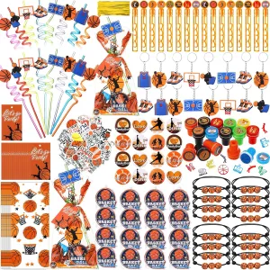 Ball Bracelets Mini weakness Pinball Mini Bubble Wands Straws Keychains Badges Stickers Stamps Gift Bags Tags for Birthday Themed Party Sport Supplies 197 Pcs Basketball Party Favors with 