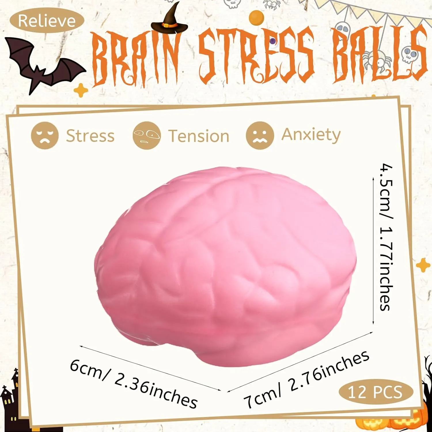 Ball Funny Stress Relief Toy for Teens Adult Improving Grip Strength Prop(Pink) Leitee astronomy remind 12 Pcs Brain Stress Balls Bulk Large Halloween Brain Toys PU Hand Muscle Exercise Pressure 