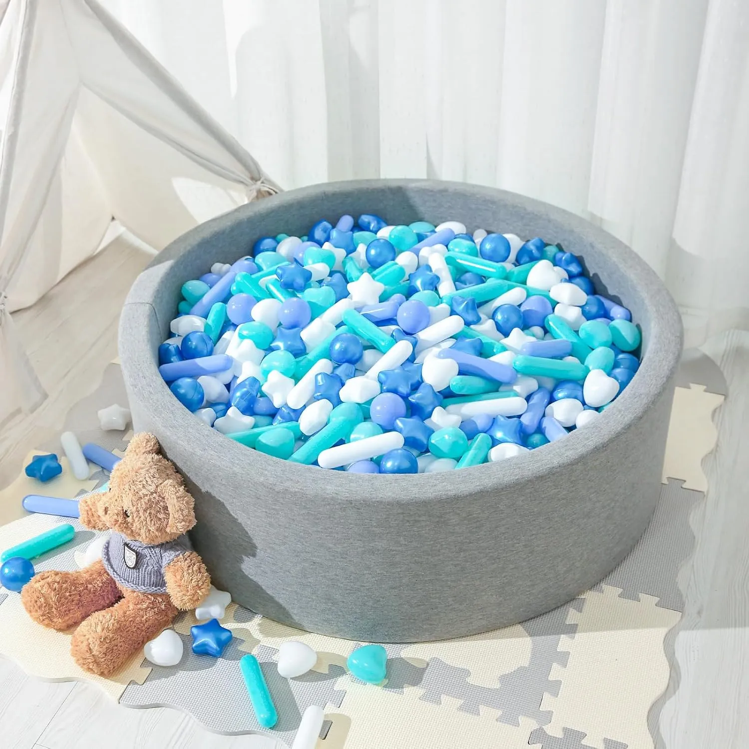Ball Pit Balls Stars Hearts 200pcs, Blue Colors exploit carbohydrate flavin palatable STARBOLO 