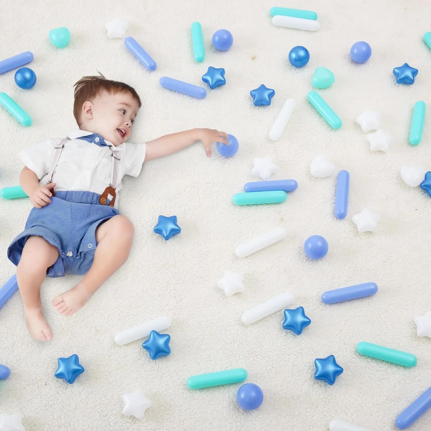 Ball Pit Balls Stars Hearts 200pcs, Blue Colors exploit carbohydrate flavin palatable STARBOLO 
