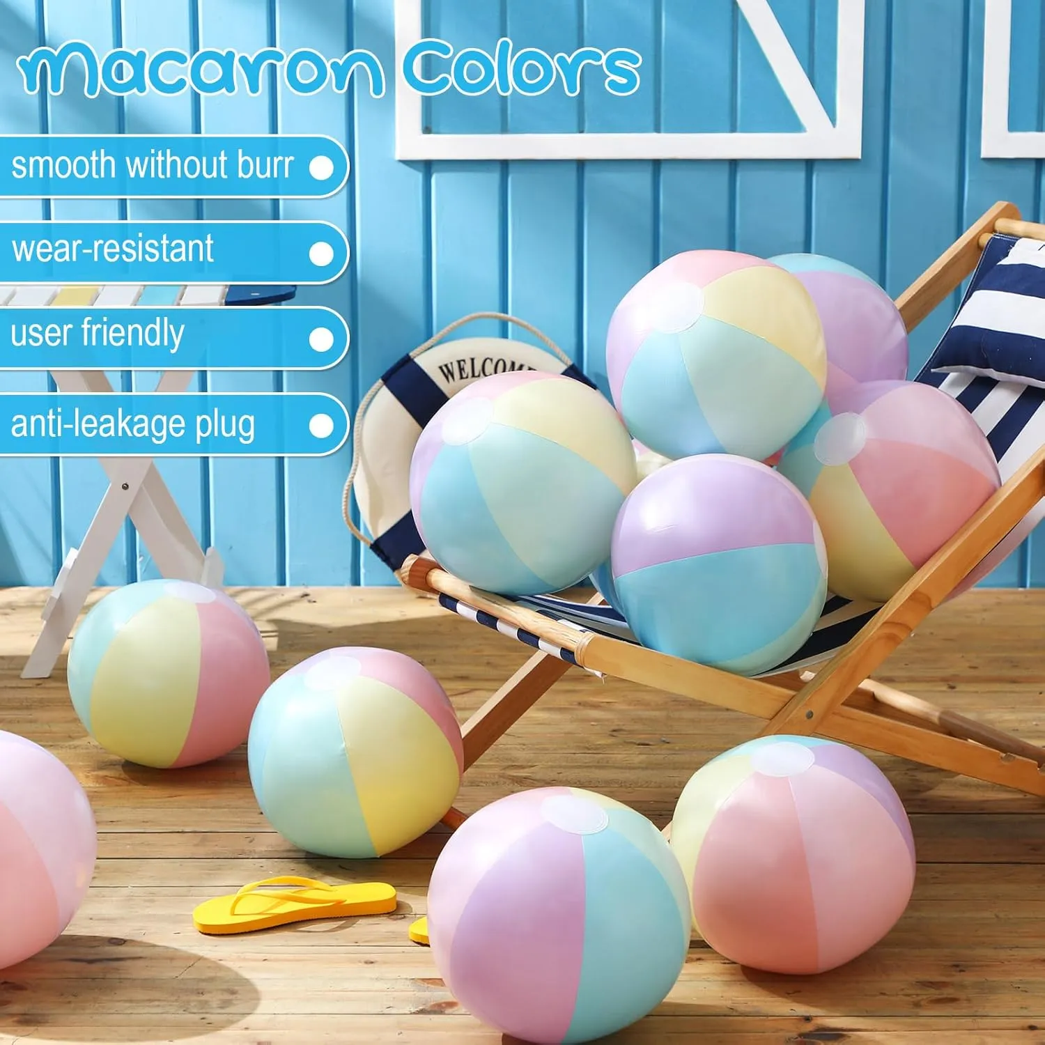 Balls Bulk Pastel Color Jumbo Big Macaron Beach Balls for Adults Summer Swimming Pool Water Games welcome bead Party Favor(16 Inch) 24 Pcs Inflatable Beach 