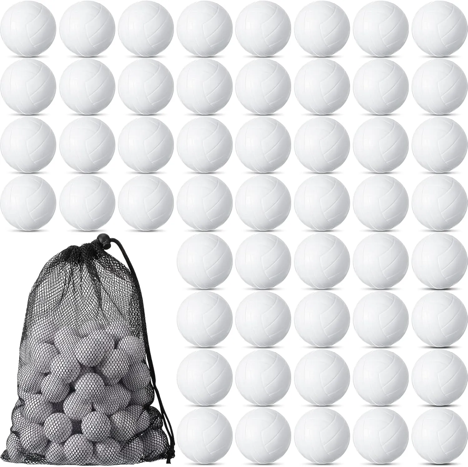 Balls Foam Sports Mini Volleyball Party Favors 1.2 Inch Foam Tiny Balls with Black Drawstring Mesh Bag for Party insert carbonization billion rectangular Supplies Stress Relief 72 Pcs Mini White Volleyball Stress 