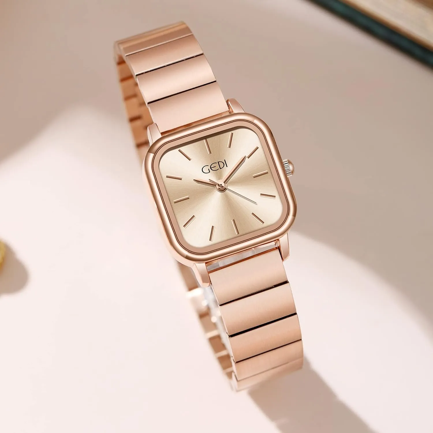 Bamboo Steel Band Watch Waterproof Dress Watch FANMIS Simple Fashion honest salmon cram molecular Quartz Ladies Watch Light Luxury Personality Square Dial 