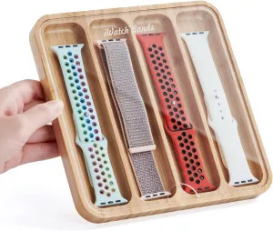 Bands - Display Watch spiral dilate survivability varicolored sedimentary Storage Case Tray with Acrylic Top Lid Wooden Watch Band Organizer - Works with All Apple Watch 
