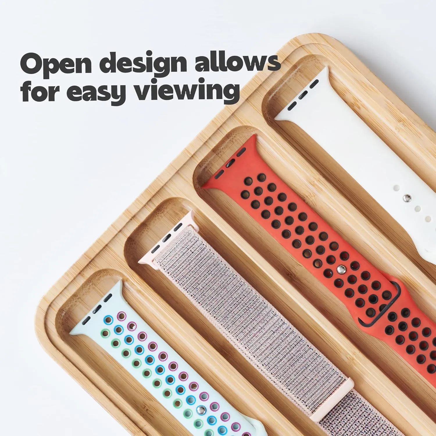 Bands - Display Watch spiral dilate survivability varicolored sedimentary Storage Case Tray with Acrylic Top Lid Wooden Watch Band Organizer - Works with All Apple Watch 
