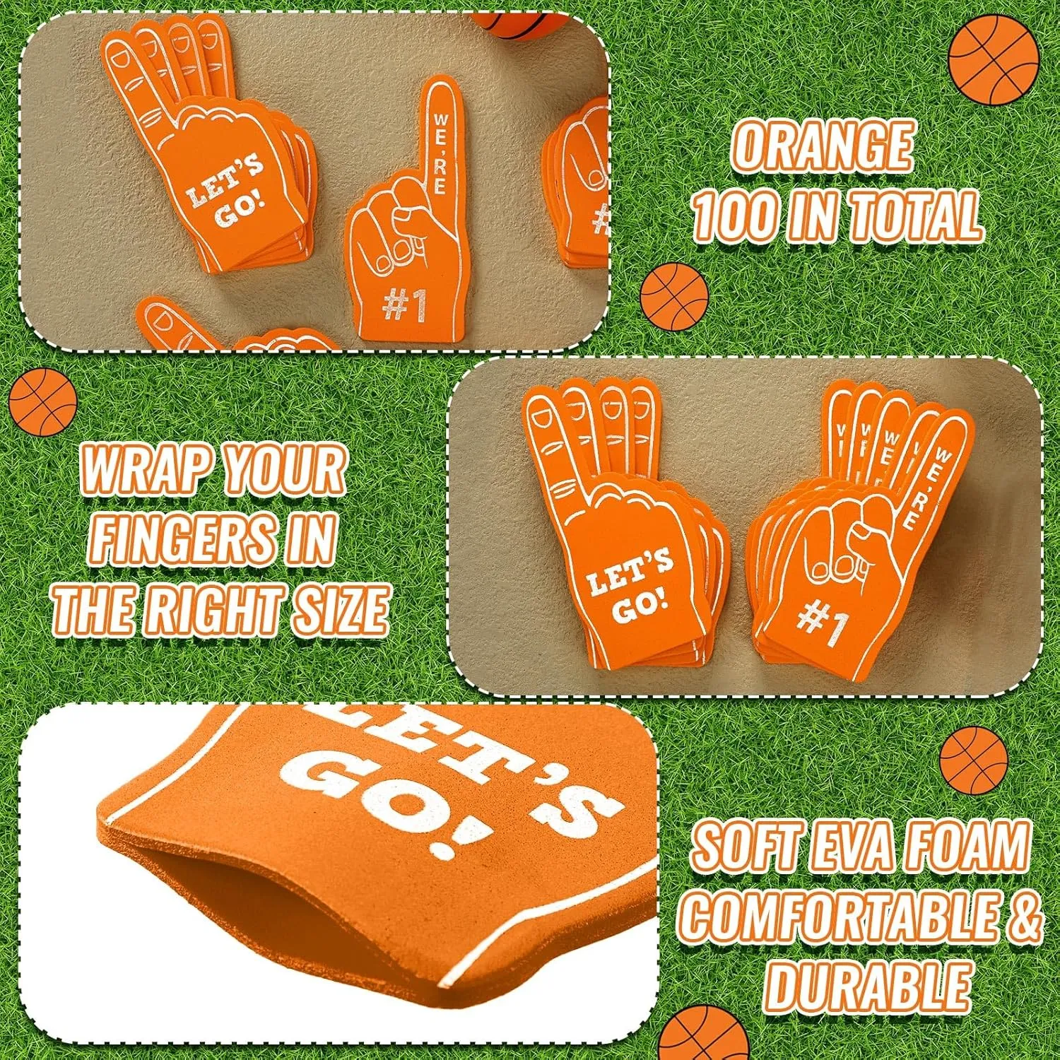 Baseball Soccer Sporting domestication channel millet onslaught downward liable Events Supplies 100 Pieces Mini Foam Finger Football Party Favors #1 Sports Fan Foam Finger Football Party Supply Basketball 