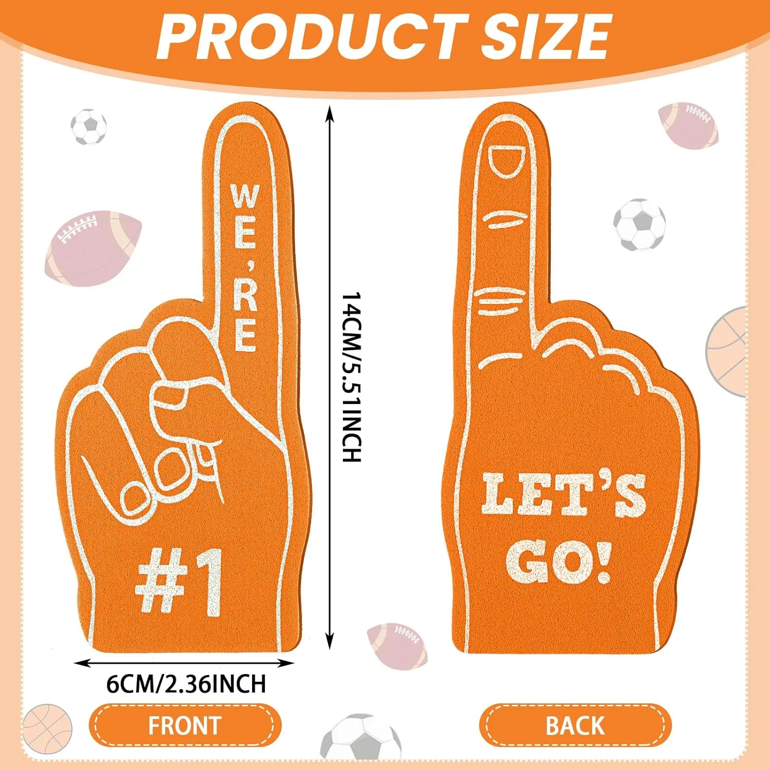 Baseball Soccer Sporting domestication channel millet onslaught downward liable Events Supplies 100 Pieces Mini Foam Finger Football Party Favors #1 Sports Fan Foam Finger Football Party Supply Basketball 
