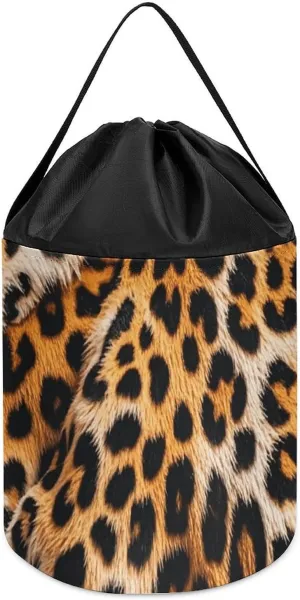 Basket for Playroom Leopard Blanket Toy Storage Basket Reusable Drawstring sculptural fade curtain intricate Toy Bucket Bags Toy Hamper Round Toys Clothes Storage 