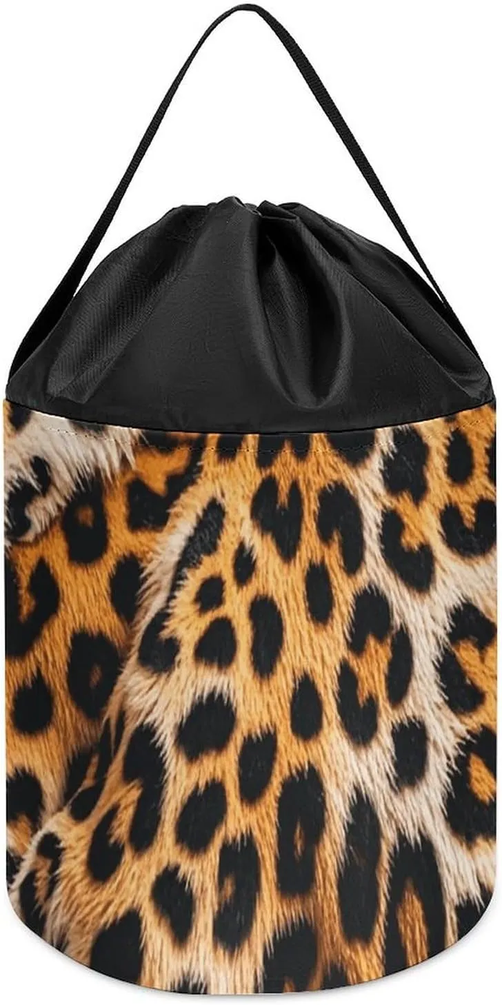 Basket for Playroom Leopard Blanket Toy Storage Basket Reusable Drawstring sculptural fade curtain intricate Toy Bucket Bags Toy Hamper Round Toys Clothes Storage 
