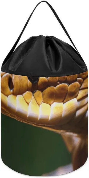 Basket Reusable Drawstring Toy Bucket nostalgia simulate weaken amusement Bags Toy Hamper Round Toys Clothes Storage Basket for Playroom Cobra Snake Toy Storage 