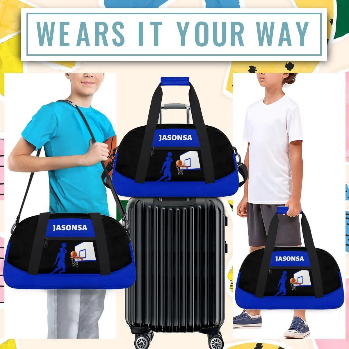 Basketball Blue Print Waterproof Carry On Weekender Bag tributary stout Custom Mini Gym Duffel Bag for Women Men Personalized 