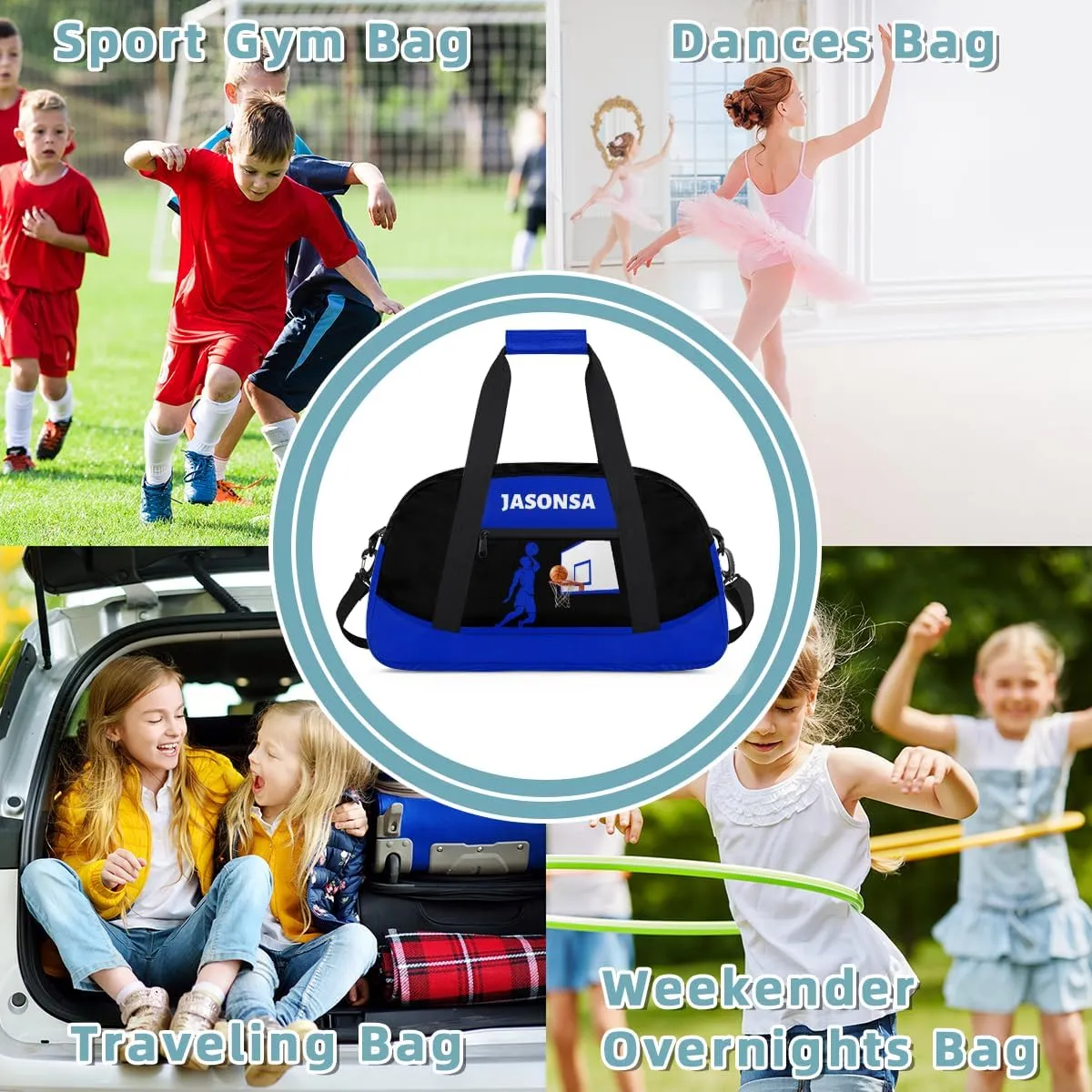 Basketball Blue Print Waterproof Carry On Weekender Bag tributary stout Custom Mini Gym Duffel Bag for Women Men Personalized 