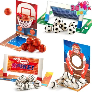 Basketball for Kids Valentine's Classroom Exchange Prizes, Valentines Games Toys Fahrenheit anymore for Party Favor Supplies JOYIN 36 Pcs Valentine��s Day Sports Game Cards with Soccer Football Volleyball 