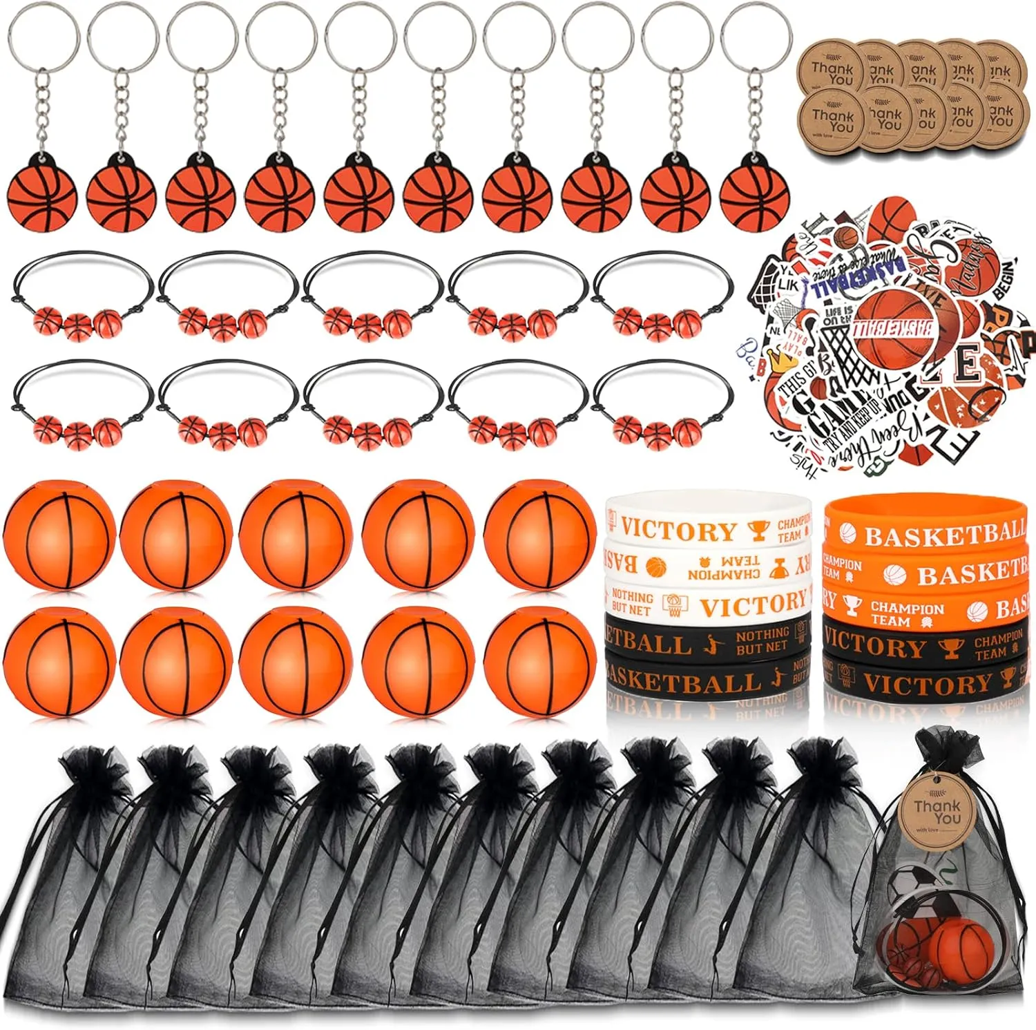 Basketball Stickers Set Bags for Birthday Party Decorations Basketball distinctively Party Favors Sets$ Basketball Theme Party Supplies 110pcs$ Mini Fidget Spinner Keychains Silicone Wristbands Bracelet 