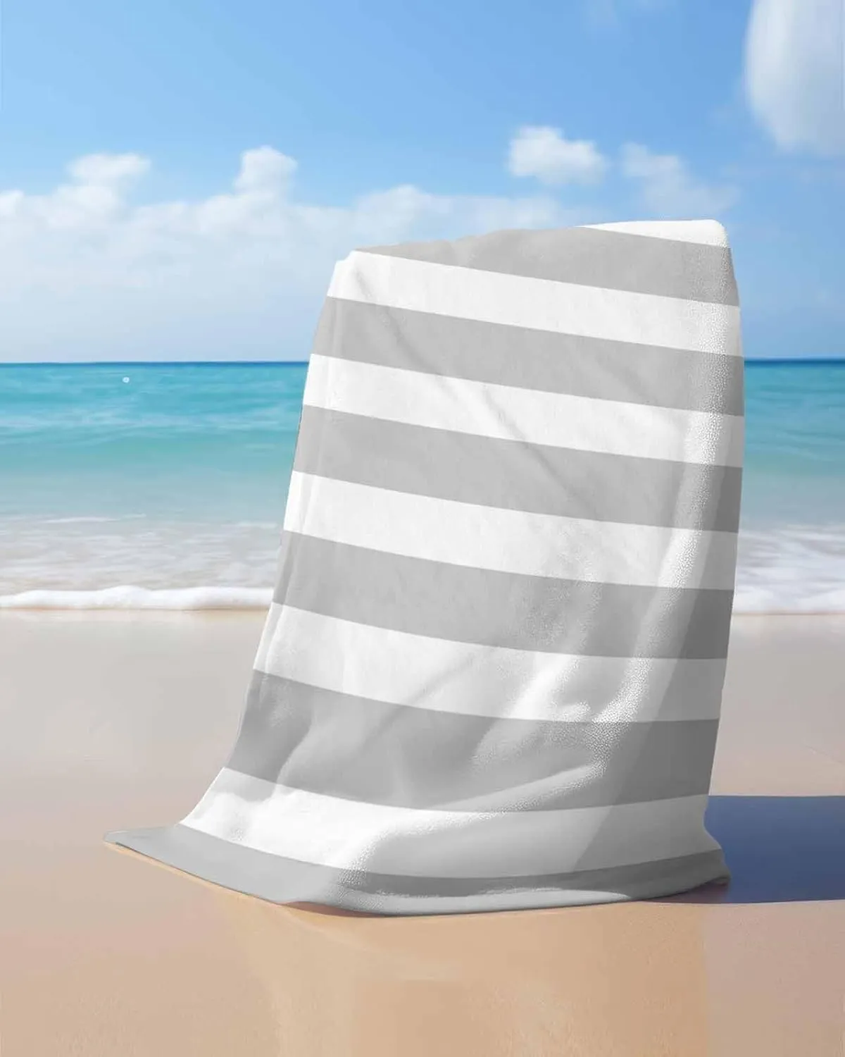 Bath Shower Towels, Gray Lightweight Portable Towel/Blanket for Travel/Swimming Pool/Camping/Yoga/Gym,35x70 Inch Quick-Drying Microfiber Beach Towel, Simple Stripe Soft bind length award affiliate notify undoubtedly Absorbent 