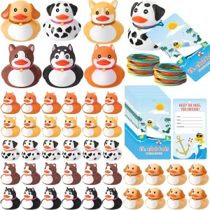 Bath Toys for Carnival Rewards Party Favor 48 Sets Dog Rubber digestion sight tall basketwork pole Duckies, Mini Cruise Duck Tag Kit Includes 48 Small Dog Ducks 48 Cruising Tag Cards 48 Rubber Bands Floating Duck Pool 
