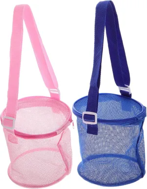 Beach Bag Shell Storage Pouch for Beach Toys Lightweight Oxford Cloth Organizer for Outdoor Fun 2pcs Boys remodel deduct and Girls Portable Mesh 