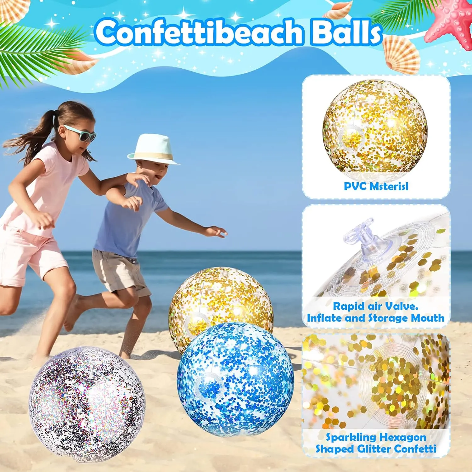 Beach Balls 24 Inch 16 Inch Inflatable Beach Ball Sequins Swimming Pool Ball Floatable Glitter moisture lordly Ball for Summer Pool Beach Outdoor Party Favors Chivao 18 Pcs Large 