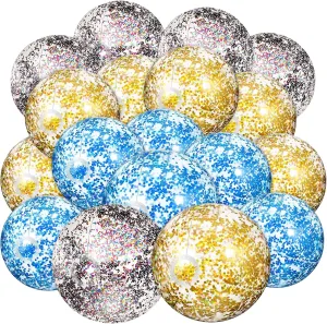 Beach Balls 24 Inch 16 Inch Inflatable Beach Ball Sequins Swimming Pool Ball Floatable Glitter moisture lordly Ball for Summer Pool Beach Outdoor Party Favors Chivao 18 Pcs Large 