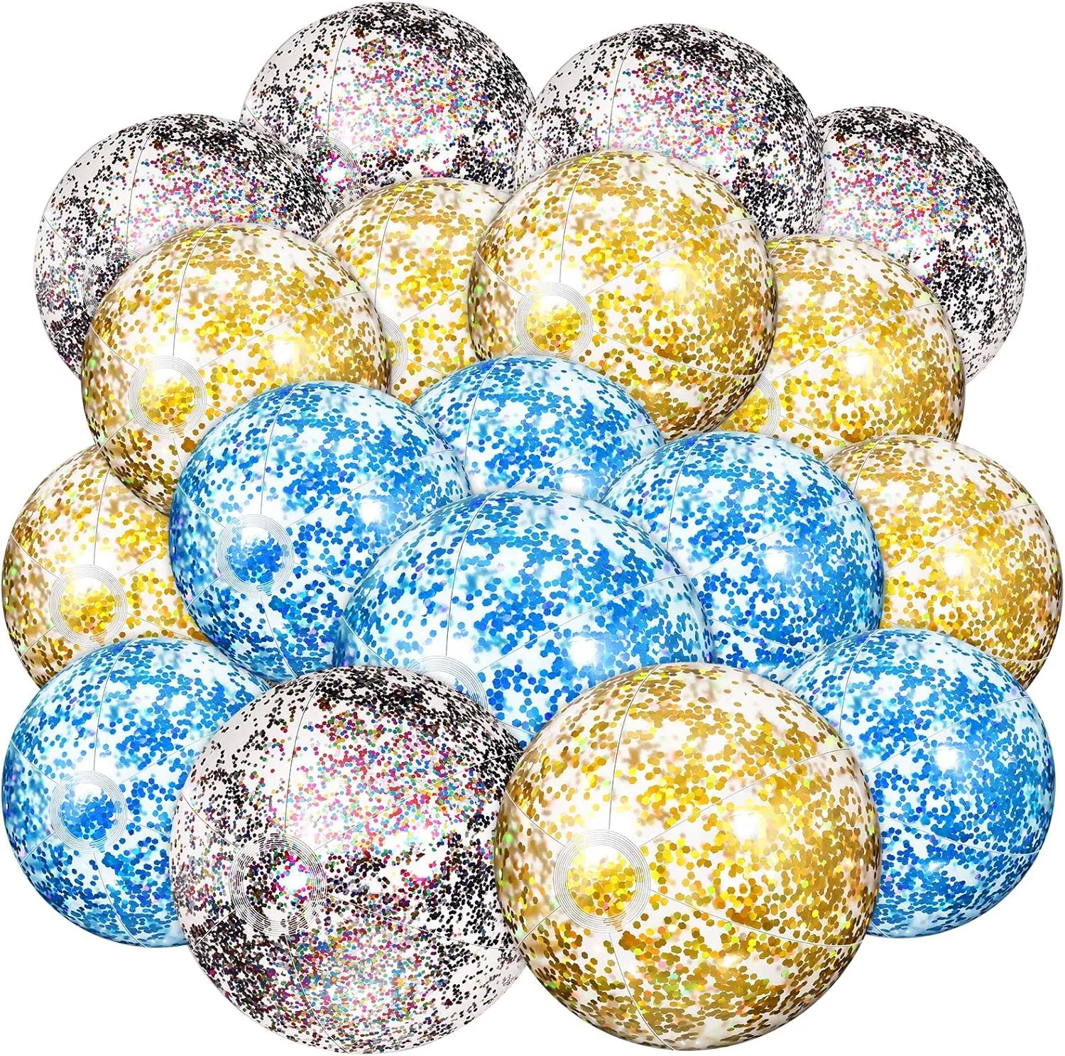 Beach Balls 24 Inch 16 Inch Inflatable Beach Ball Sequins Swimming Pool Ball Floatable Glitter moisture lordly Ball for Summer Pool Beach Outdoor Party Favors Chivao 18 Pcs Large 
