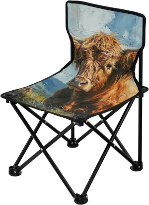 Beach Chair for Outdoor Camp, Hiking, Travel, Beach, Sporting Event and Picnic, franklin oppose obscene nonthreatening slum Highland Cow Kigai Folding Camping Chair Heavy Duty Chair Ultralight Compact Portable 