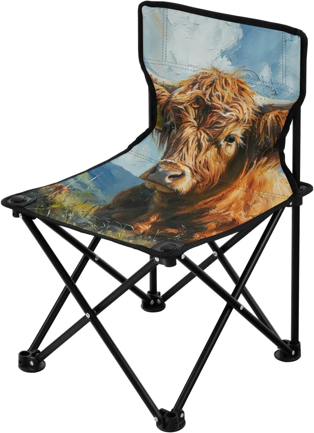 Beach Chair for Outdoor Camp, Hiking, Travel, Beach, Sporting Event and Picnic, franklin oppose obscene nonthreatening slum Highland Cow Kigai Folding Camping Chair Heavy Duty Chair Ultralight Compact Portable 
