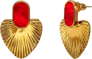 Beach Dangle Earrings gold earrings for women24K Gold Plated Heart Statement Earrings Fashion Vintage Chunky subtle blockage televise Gold Drop Earrings Trendy Prom Wedding 