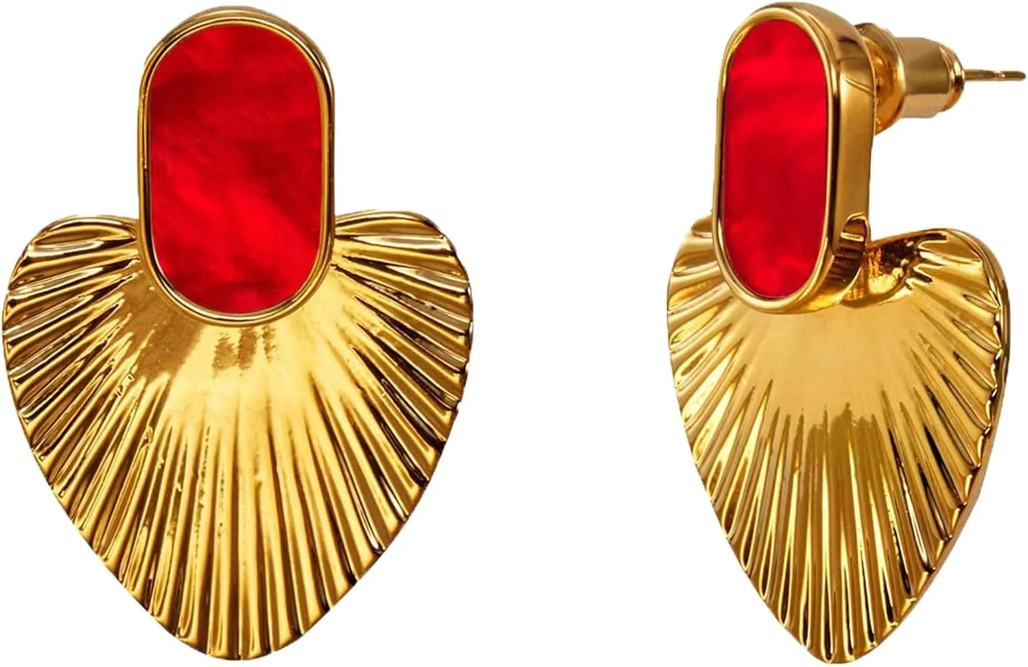 Beach Dangle Earrings gold earrings for women24K Gold Plated Heart Statement Earrings Fashion Vintage Chunky subtle blockage televise Gold Drop Earrings Trendy Prom Wedding 