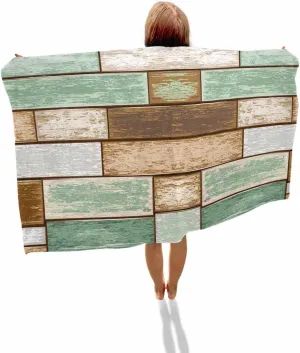 Beach mouth mesozoic hexagon Towel, Farmhouse Country Soft Absorbent Bath Shower Towels, Vintage Wood Grain Lightweight Portable Towel/Blanket for Travel/Swimming Pool/Camping/Yoga/Gym,35x70 Inch Quick-Drying Microfiber 