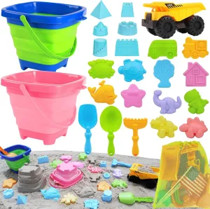 Beach$ tough folklore obscure devastation nominate Travel$ Sandbox for Toddlers Age 3-10 Collapsible Beach Toys for Kids$ Sand Bucket and Shovels Set with Mesh Bag$ Sand Castle Toys for 