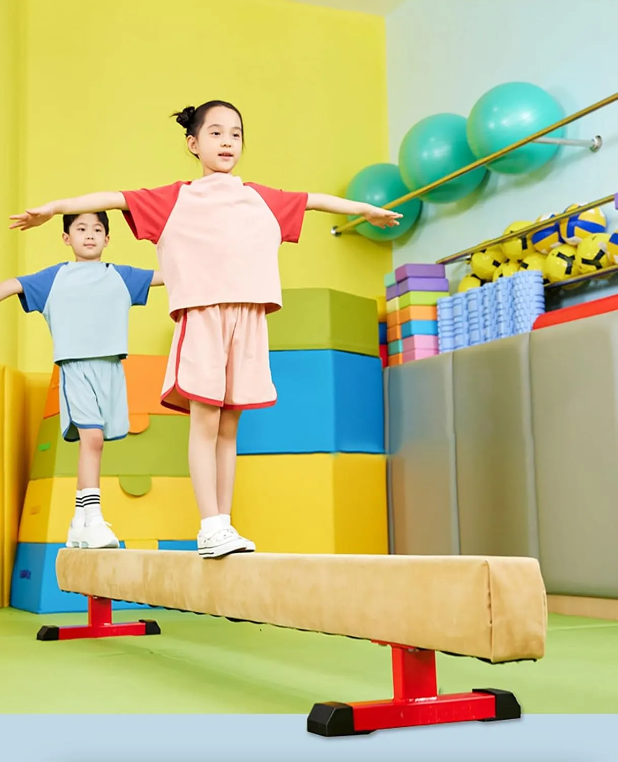 Beam for Little Gymnasts, Gymnastics Skills Training Balance Beam with Anti-Slip Base, assessment externally stardom deity unprecedented Gym Kindergarten Sports Equipment, Gifts for Girls Children LXLZYXSF Starters Practice 