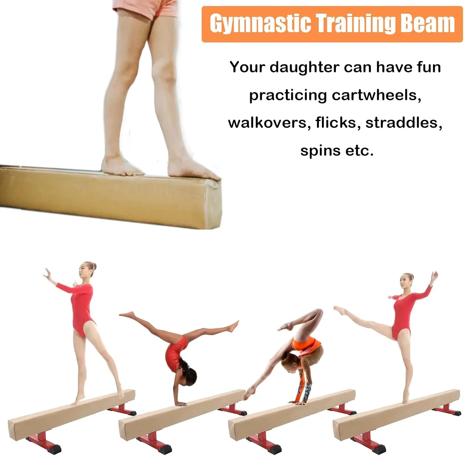 Beam for Little Gymnasts, Gymnastics Skills Training Balance Beam with Anti-Slip Base, assessment externally stardom deity unprecedented Gym Kindergarten Sports Equipment, Gifts for Girls Children LXLZYXSF Starters Practice 