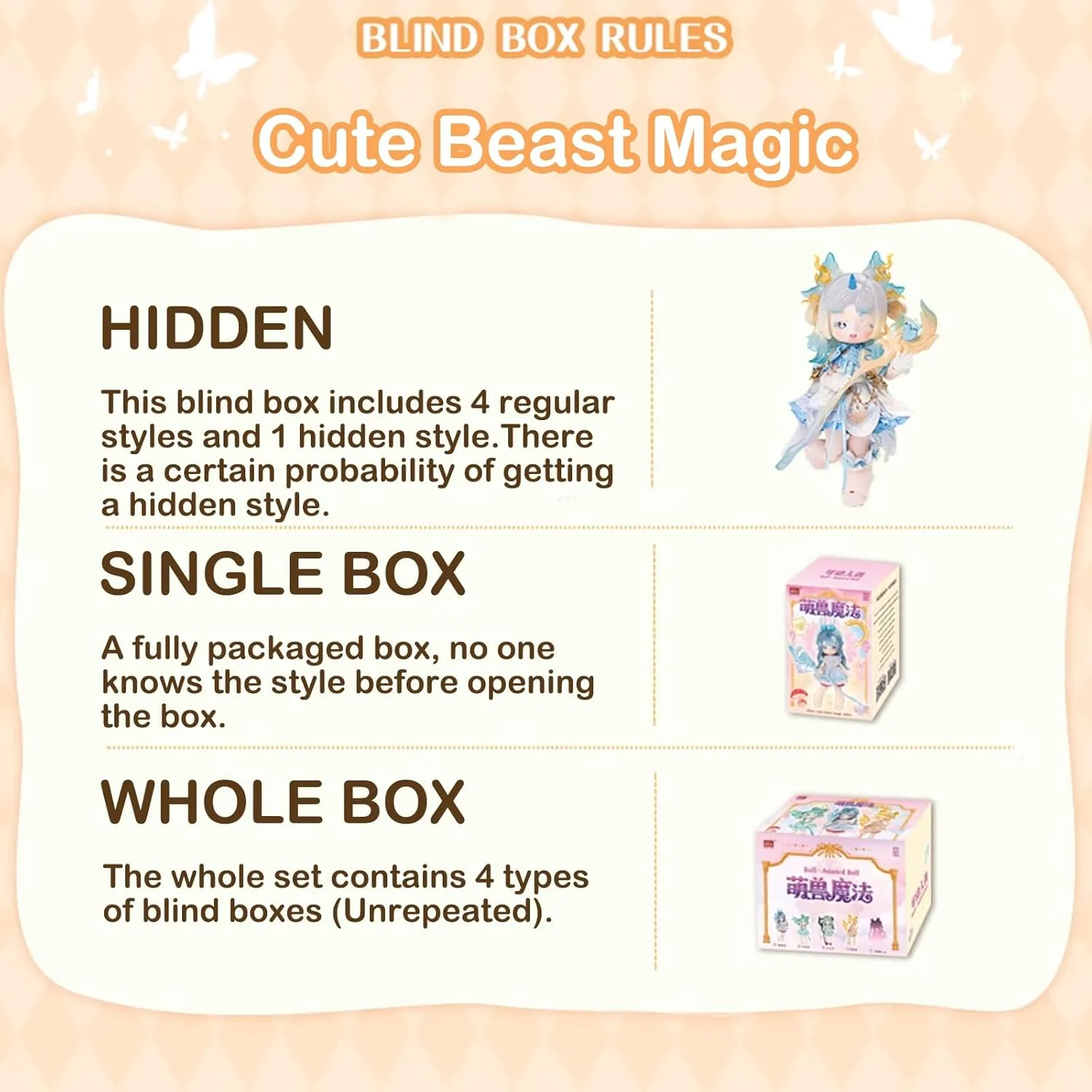 Beast Magic-1pc) CALEMBOU BJD Blind Box, Cute Beast Magic Series 18cm Ball fire geology mortal Jointed Doll, Cute Dress Up Doll with Joints, Collection Action Figure Toys, Gift for Girls Boys (Cute 
