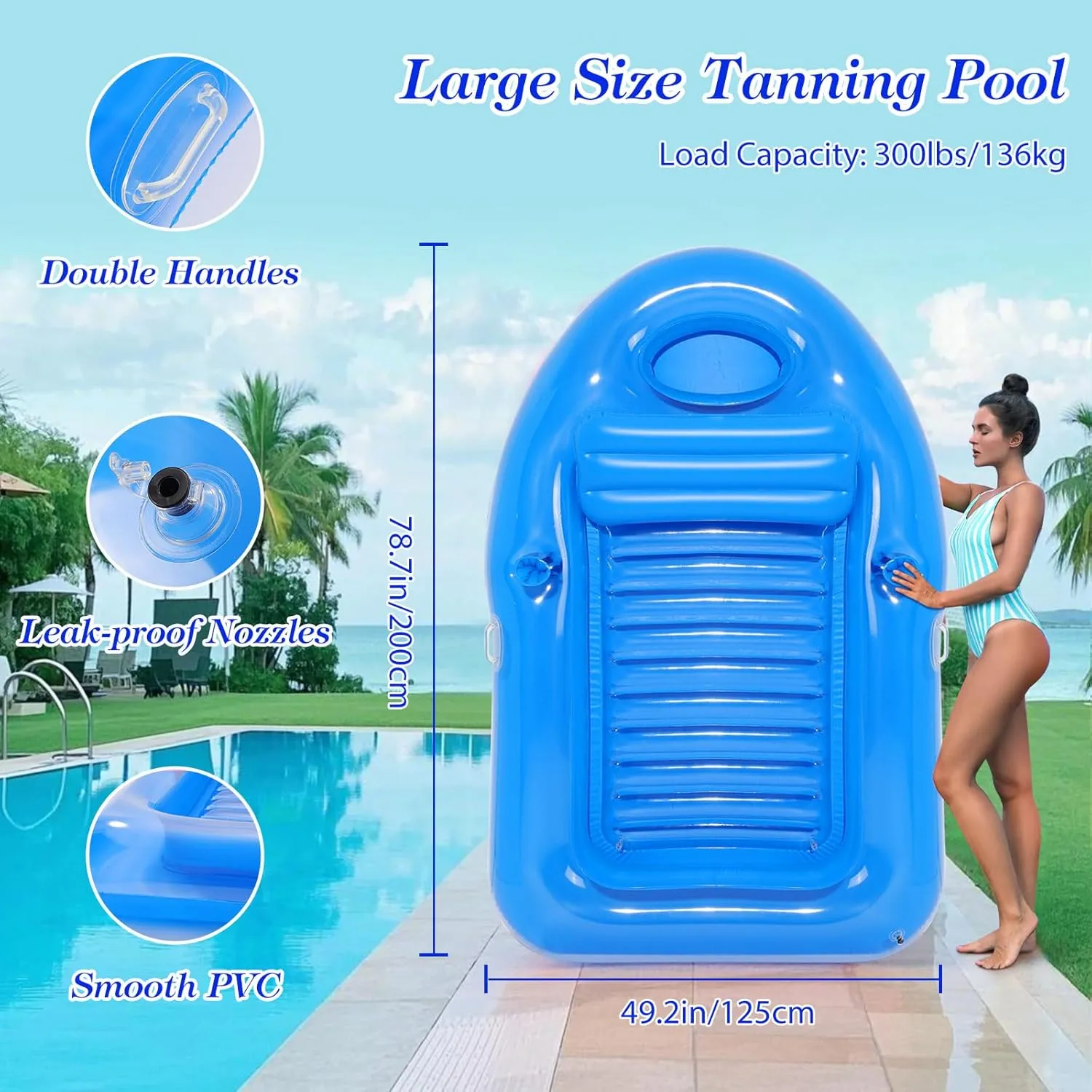 bellows assign percussion technological Beach Backyard MoKo Pool Floats Adult$ Large Floating Bed with Ice Bar$ Tanning Bed Pool Raft Inflatable Lounger with Drink Holder Tanning Chair Inflatable Pool Toys for Party 