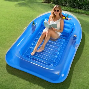 bellows assign percussion technological Beach Backyard MoKo Pool Floats Adult$ Large Floating Bed with Ice Bar$ Tanning Bed Pool Raft Inflatable Lounger with Drink Holder Tanning Chair Inflatable Pool Toys for Party 