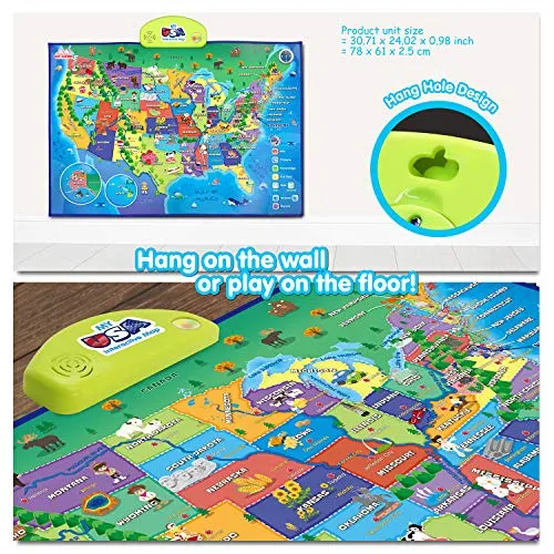 BEST LEARNING i-Poster My USA Interactive Map - Educational Talking Toy for Kids of Ages 5 to 12 Years