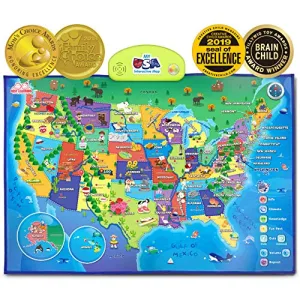 BEST LEARNING i-Poster My USA Interactive Map - Educational Talking Toy for Kids of Ages 5 to 12 Years