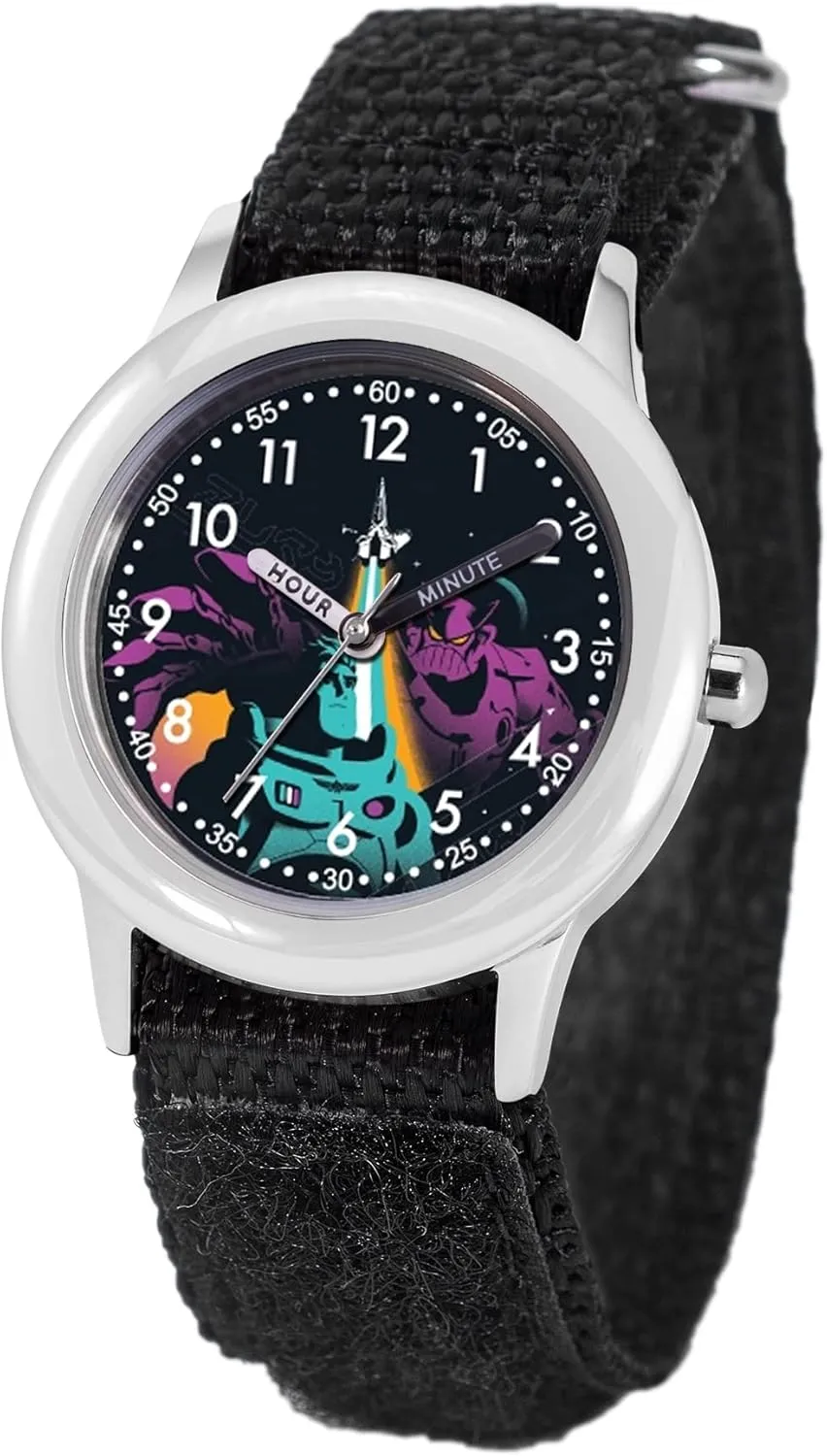 Bezel entrepreneur Stainless Steel Time Teacher Analog Nylon Strap Watch Disney Lightyear Kids' 