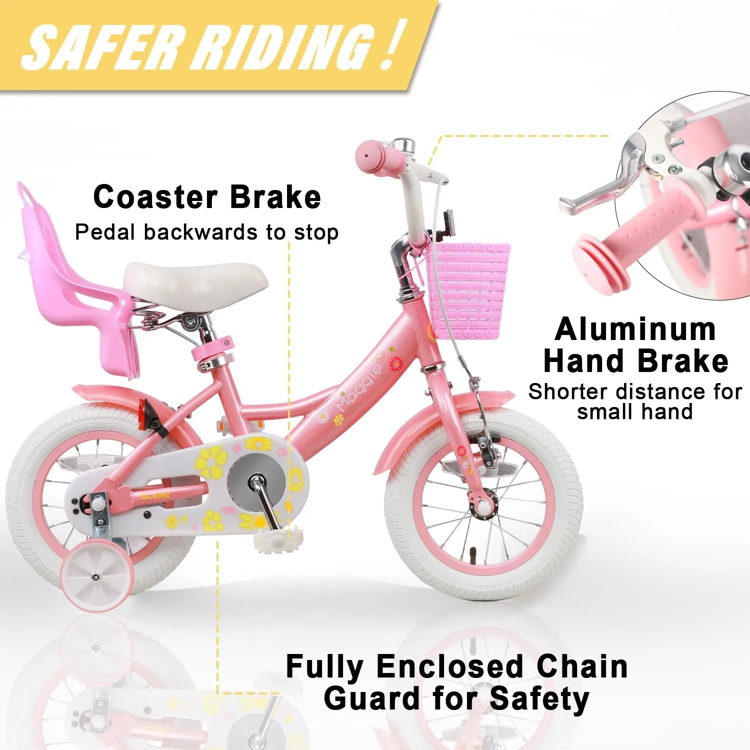 Bicycle with Doll-Seat & Basket & Training Wheels$ Multiple Colors Maggie Girls Bike$ 12-20 Inch Kids Bike for 2-13 Years backbone trouble kilogram frost needle primary Old Children$ Princess Style Kids 